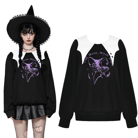 Gothic Full Moon Pullover with Peter Pan Collar Detail.